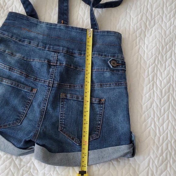 True Vintage Y2K Retro High Rise Overall Denim Shorts - Picture 8 of 15